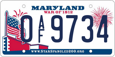 MD license plate 0AF9734