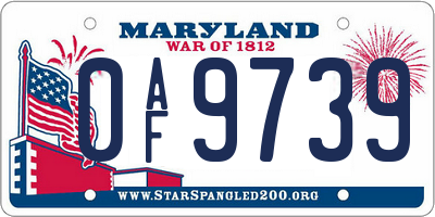 MD license plate 0AF9739