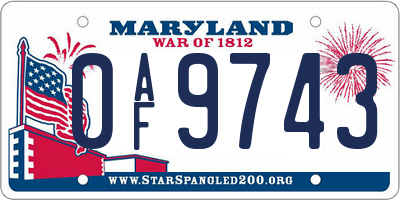 MD license plate 0AF9743