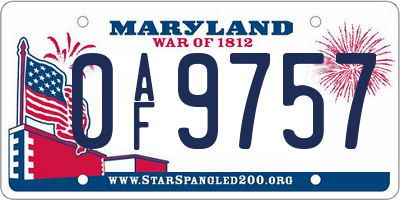 MD license plate 0AF9757
