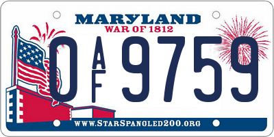 MD license plate 0AF9759