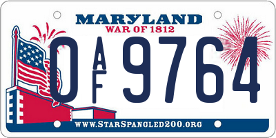 MD license plate 0AF9764