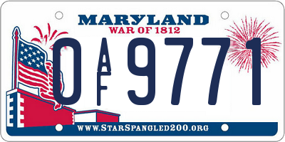 MD license plate 0AF9771