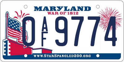 MD license plate 0AF9774