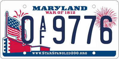 MD license plate 0AF9776