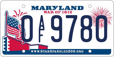 MD license plate 0AF9780