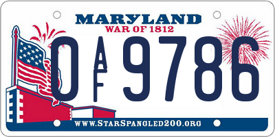 MD license plate 0AF9786
