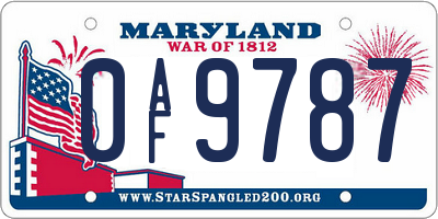 MD license plate 0AF9787