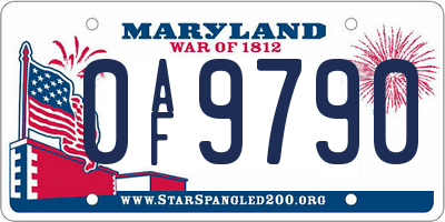 MD license plate 0AF9790