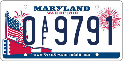 MD license plate 0AF9791