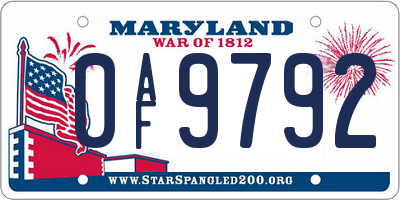 MD license plate 0AF9792