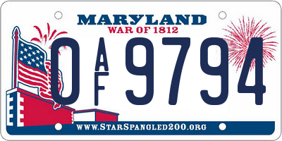 MD license plate 0AF9794