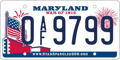 MD license plate 0AF9799