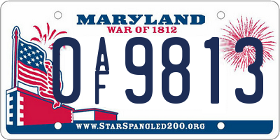 MD license plate 0AF9813
