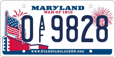 MD license plate 0AF9828