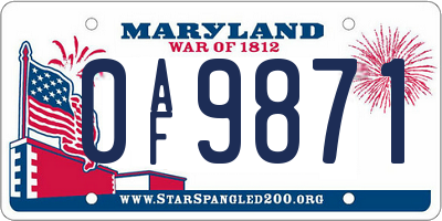 MD license plate 0AF9871