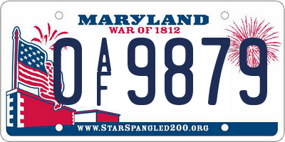 MD license plate 0AF9879