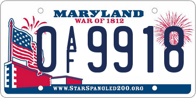 MD license plate 0AF9918