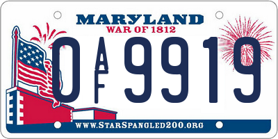 MD license plate 0AF9919