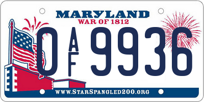MD license plate 0AF9936