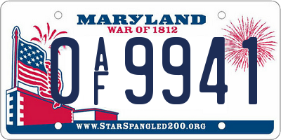 MD license plate 0AF9941