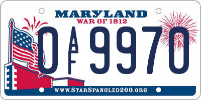 MD license plate 0AF9970