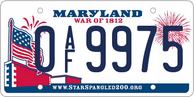 MD license plate 0AF9975