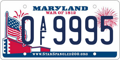 MD license plate 0AF9995