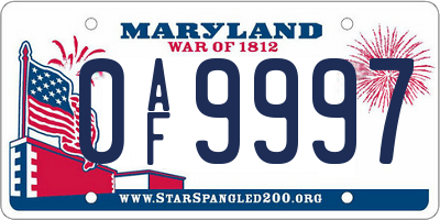 MD license plate 0AF9997