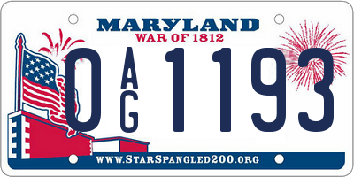 MD license plate 0AG1193