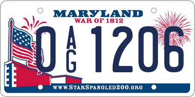 MD license plate 0AG1206