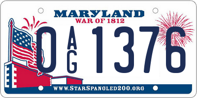 MD license plate 0AG1376