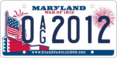 MD license plate 0AG2012