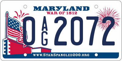 MD license plate 0AG2072