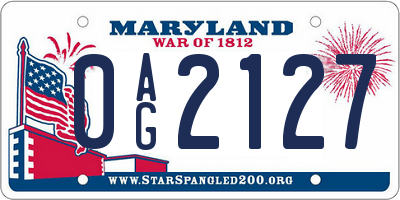 MD license plate 0AG2127