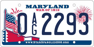 MD license plate 0AG2293