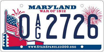 MD license plate 0AG2726