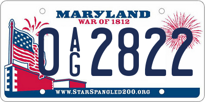 MD license plate 0AG2822