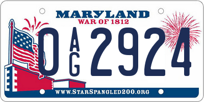 MD license plate 0AG2924