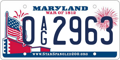 MD license plate 0AG2963
