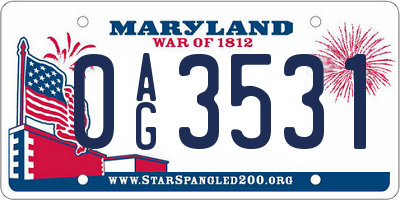MD license plate 0AG3531