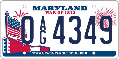 MD license plate 0AG4349