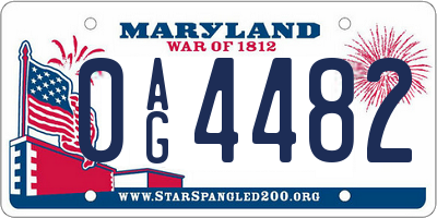 MD license plate 0AG4482