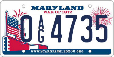 MD license plate 0AG4735