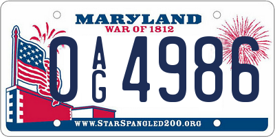 MD license plate 0AG4986