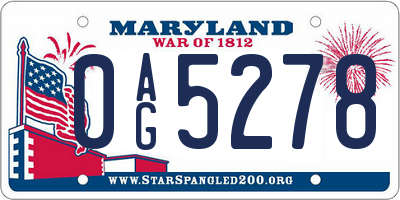 MD license plate 0AG5278