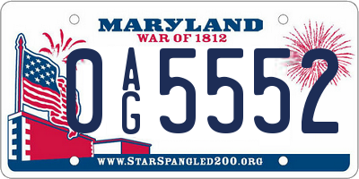 MD license plate 0AG5552