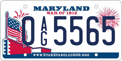 MD license plate 0AG5565