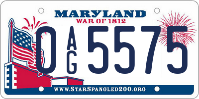MD license plate 0AG5575