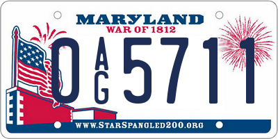 MD license plate 0AG5711